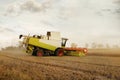 Combine harvester at corn