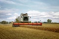 Combine harvester at corn