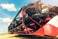 Combine harvester draper head closeup Royalty Free Stock Photo