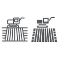 Combine harvester on field line and glyph icon Royalty Free Stock Photo