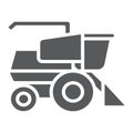 Combine harvester glyph icon, agriculture and farm, vehicle sign, vector graphics, a solid pattern on a white background Royalty Free Stock Photo