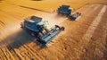 Combine harvester harvesting wheat field AI generated image Royalty Free Stock Photo