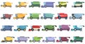 Combine harvester icons set cartoon . Farm agriculture Royalty Free Stock Photo