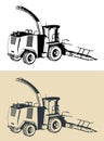 Combine harvester illustrations