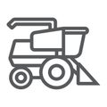 Combine harvester line icon, agriculture and farm, vehicle sign, vector graphics, a linear pattern on a white background Royalty Free Stock Photo