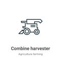 Combine harvester outline vector icon. Thin line black combine harvester icon, flat vector simple element illustration from Royalty Free Stock Photo