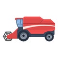 Combine harvester red color icon cartoon vector. Farm machinery