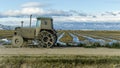 Combine harvester in a rice field in the Ebro Delta