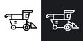 Combine harvester thin line vector icon set Royalty Free Stock Photo