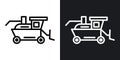 Combine harvester thin line vector icon set Royalty Free Stock Photo