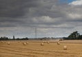 Combine, harvesting under a heavy sky. Royalty Free Stock Photo