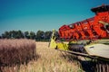 Combine Harvester on a Wheat Field. Agriculture Royalty Free Stock Photo