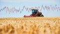 Combine Harvester in Wheat Field, Agriculture, Commodity Market, Financial Data, Graph