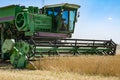 combine harvester on a wheat field