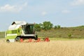 Combine harvester in the wheat field during harvesting Royalty Free Stock Photo