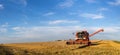 Combine harvester at work Royalty Free Stock Photo