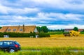 Combine harvester working in province of West Flanders Oudenburg Belgium