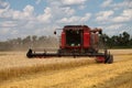 Combine harvester working on a wheat field