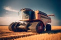 Combine harvester working on a wheat field. Agricultural machinery. Royalty Free Stock Photo