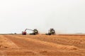 Combine harvester working on a wheat field. Harvesting wheat Royalty Free Stock Photo