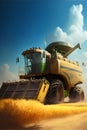 Combine harvester working on wheat field. Harvesting concept Royalty Free Stock Photo