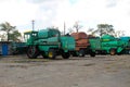 Combine harvesters on parking Royalty Free Stock Photo