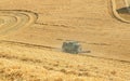 Combine harvesting crop