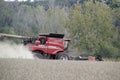 Combine harvesting crop