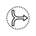 Black line icon for Combine, add and link