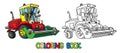 Combine or lawn mower with eyes coloring book