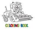 Combine or lawn mower with eyes coloring book Royalty Free Stock Photo