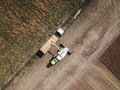 Combine loading soya bean in the truck Royalty Free Stock Photo