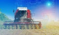 combine management, harvesting and weed control using artificial intelligence, background. Future technologies for agriculture.