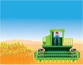 Combine Mows and Harvests crops vector Royalty Free Stock Photo