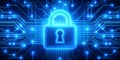 Combine the power of mesh boolean and file encryption blue neon lights Creative AI