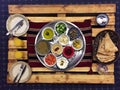 Combined Arabic food in dishes. Royalty Free Stock Photo
