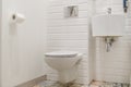 Combined contemporary white bathroom with toilete. Royalty Free Stock Photo