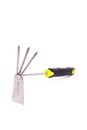 Combined grubber, cultivator garden tool isolated on whtie