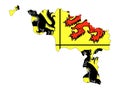 Combined Map and Flag of Belgian Province of Hainaut