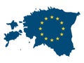 Combined Map and Flag of EU Country of Estonia