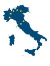 Combined Map and Flag of EU Country of Italy Royalty Free Stock Photo