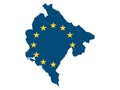 Combined Map and Flag of EU Country of Montenegro Royalty Free Stock Photo