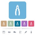 Combined pliers flat icons on color rounded square backgrounds