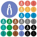 Combined pliers round flat multi colored icons