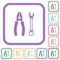 Combined pliers and wrench simple icons