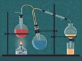 Combined structure of chemical instruments and flasks