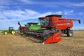 Combines in bean field