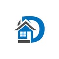 Combines house and the letter D, abstract houses. vector illustrator