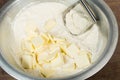 Combining butter and flour for baking Royalty Free Stock Photo