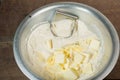 Combining butter and flour for baking Royalty Free Stock Photo